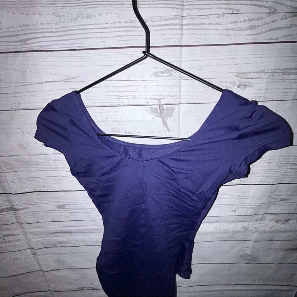 EUC Block Betri Cap Sleeve Navy Leotard Size P - Picture 2 of 6